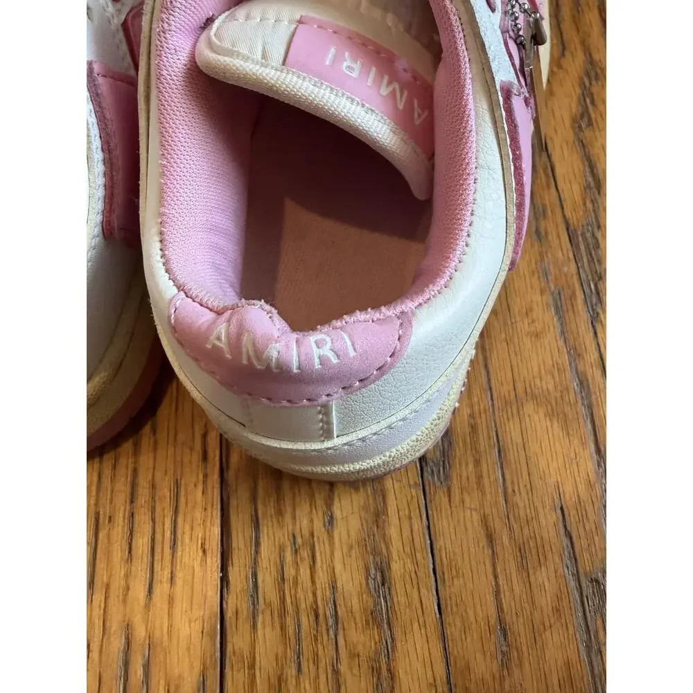 AMIRI Skel Low Top Womens Leather Sneakers white/pink sz 6